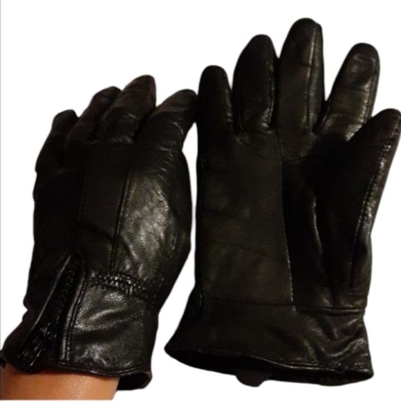 888 Accessories - Ladies black leather dress gloves